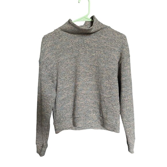 Madewell Textured Long Sleeve Crop Turtleneck Sweater Size XS Rainbow Preppy - Picture 1 of 8